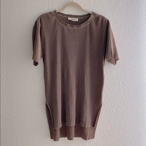 Taupe ribbed polyester tunic shirt